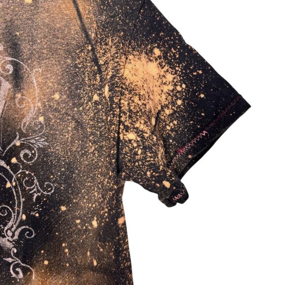 Reworked Johnny Cash Band Cropped Graphic Tee Small Oversized Bleached Boho Edgy - Picture 4 of 5